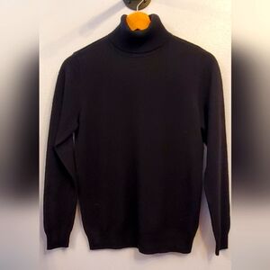 Relativity Black Women's Wool Blend Turtleneck Size Small Fine Ribbed Edges (W9)